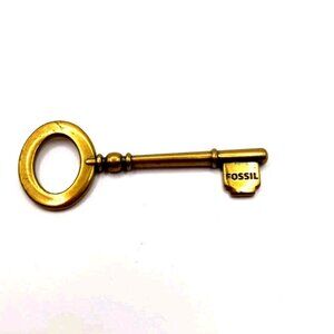 Vintage Fossil Key Charm Gold Tone Metal Replacement-Skeleton